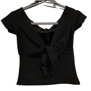 Zara black tie front top